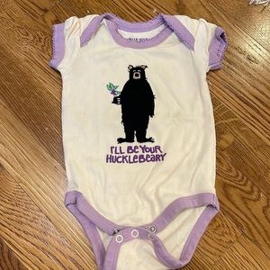 Little Blue House Onesie with Black Bear, 3-6mo